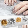 Nail Glitter 1 Boîte Flocons D'aluminium Miroir Irregar Feuilles Papier Or Sier Paillette Chrome Pigment Ongles Art Décorations Drop Delivery Dhpeh