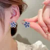 Colar Brincos Conjunto DREJEW Flores Azuis Conjunto de Jóias Femininas Brilhante Strass Piercing Ornamento de Orelha em Festa de Luxo Studes Presente de Aniversário