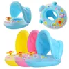 Sand Play Water Fun Cartoon Inflatable Baby Swim Ring Seat Floating Sunshade Toddler Swim Circle Bathtub Swimming Pool Beach Party Outdoor Water Toy 230706