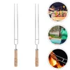 BBQ Grills 2 Pcs Bbq Skewers Grill Outdoor Shish Sticks Meat Fork Kebob Stick Metal Stainless Steel Barbecue 230706