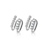 Backs Earrings 1pair (No Pierced) Real. 925 Sterling Silver Jewelry Double Rows CZ Set Clip On Cuff Ear-Bone C-G5464