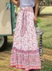 Skirts In for Women Oversize Print Casual Ball Gown Bowknot Loose Bohemia Midiskirt Temperament Elegant Long Skirt 230707