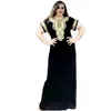 エスニック服ラマダンイードイスラム教徒黒刺繍ルーズドレス女性のためのスタイルアバヤドバイトルコローブアフリカカフタンファムジルバブアラブ