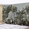 Tapisseries imprimées de feuilles de plantes, tapisseries murales suspendues d'art de la Jungle, décoration de salle, tapis de Yoga pour la maison, drap de lit