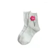 Femmes Chaussettes En Trois Dimensions Floret Printemps Et Automne Série Sweet Maiden Rose Fleur Version Coréenne Mignon Net Rouge Bas Blanc