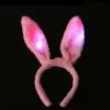 Ljusblinkande LED Plysch Fluffig Bunny Kaninöron Pannband Svans Slips Kostymtillbehör Cosplay Kvinna Flicka Halloween Festleksak