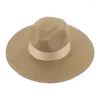 Chapeaux à large bord Chapeau de plage en paille Femmes Été Bande solide Luxe Casual Panama Hommes Soleil Classique Chapeau Femme Gorras