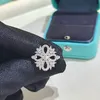 High grade 925 sterling silver snowflake lady diamond ring fashion designer Engagement ring high-quality jewelry girl love gift box