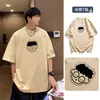 Herr T-shirts Sommar T-shirt 2023 Cartoon Off Shoulder Casual Kort Mode Oversize Rund Hals Halv Ärm För