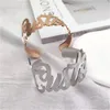 Pulsera de cadena con nombre personalizado para hombre, brazalete de apertura ajustable de plata de acero inoxidable personalizado para mujer, regalo de joyería 230706