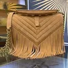 Luxury Designer Women Bags Handbags Shoulder Tote Classic Diagonal Stripes Quilted Chains Flap Medium Crossbody Suede Tassel Envelope Wallet Purse 7A