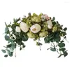 Dekorative Blumen Künstliche Blumenbeute 30 Zoll handgemachte Blume mit grünen Blättern Rose Pfingstrose Bogen Girlande Simulation