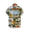 Męskie T-shirty Modna koszula hawajska polinezyjska cytryna na co dzień z nadrukiem 3D Top Beach Street