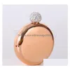 Hip Flasks Est With Rhinestone Lid Stainless Steel Flagon Mini Flask Round Wine Pot Portable Bottle 4769 Drop Delivery Home Garden K Dhba2