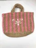 Designer P Bag Summer Hollowed-out Handmade Straw Bag English Embroidery Western-style Woven Handbag Large Capacity Bag