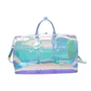 Saco de viagem colorido transparente Bolsas de aeroporto de pvc Grande capacidade Holdall Bagagens de mão Bolsas Duffel Crossbody Luxo Homens Bagagem Cavalheiro Alça removível