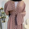 Etniska kläder Mellanöstern Arabiska kvinnor Vanlig mjuk chiffongklänning Böneplagg Jilbab Abaya Mode Muslimsk Elegant pärlspets kofta