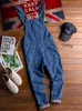 Heren Jeans Sokotoo Streep Gedrukt Blauw Denim Bib Overalls Bretels Jumpsuits Overall Jeugd 230706