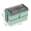 Set di stoviglie Bento Box Kit 47.35OZ Pranzo per adulti 3 scomparti Contenitori per la preparazione dei pasti per adulti Verde