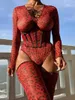 Bh Sets Grappig Ondergoed Vrouwen Mesh Sexy Bodysuit Luipaard Print Lange Mouwen Nachtkleding Band Intieme Exotische Kleding 2023