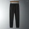 Men's Pants Large Size Summer Big Ice Silk Stretch Breathable Straight Leg 6XL Quick Dry Elastic Black Trousers