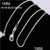 Gioielli 1mm 925 sterling sier catene di serpente liscio catena di donne dimensioni 16 18 20 22 24 28 28 pollici consegna all'ingrosso drop drop we dhfu8