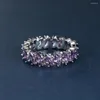 Eheringe Boho voller lila Zirkon Stein Ring Silber Farbe Pferd Auge Marquise Cut CZ für Frauen Party Versprechen Schmuck