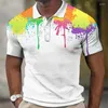 Męskie koszulki polo Vintage koszulki polo Gradient Kolorowy nadruk Kolorowe topy Moda letnia Odzież z krótkim rękawem Koszulki oversize