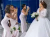 Vestidos de Noiva Princesa Branco Com Renda A Linha 2023 Com Mangas Compridas Plus Size Decote Transparente Vestidos de Festa Noiva Vestidos de Festa Robe