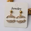 Gold Plated Designer Brand Earring Designers Letter Ear Stud Women Retro Diamond Earrings For Wedding Party Gift Jewelry Accessories