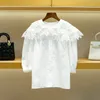 Nieuw S-andro Shirt Women's Solid 2023 Women's Lace Polo White Cardigan