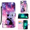 Bedruckte PU-Leder-Geldbörsenhüllen für iPhone 15 Pro Max 14 Plus 13 12 11 8 7 Samsung A34 5G Mode Spitze Blume Schmetterling Panda Tiger Turm Tier Halter Flip Cover Tasche Riemen