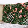 Tapisseries Tapisserie florale de forêt de printemps beau jardin rétro clôture en bois paysage tenture murale en marbre pour les décorations de salon à la maison