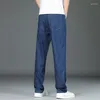 Jeans da uomo in tessuto Lyocell da uomo Pantaloni dritti in denim estivo allentati leggeri Pantaloni casual morbidi di alta qualità da uomo