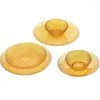 Bowls High-End Amber Dot Glass Bowl For Noodles And Soup Elegant Tableware Sweet Fruit Dish