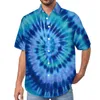 Camisas casuais masculinas Azul Tie Dye Camisa de férias Estampa espiral espiral Blusas masculinas de verão Novidades Manga curta Roupas de design 3XL 4XL