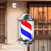 Tondeuse à cheveux Barber Shop Pole Light Rotating Salon Sign Stripes avec support de suspension LED Outdoor Party 230706