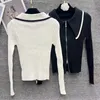 Women's Sweater Four Seasons Thin Stripe Fashion Long Sleeve High end Soft Embroidery Jacquard Cardigan Knitted Slim Fit Coat,