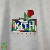 Camisetas masculinas Summer Hiphop KITH Red Rose BOX Estampa floral Camiseta masculina feminina T230707