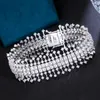 Ссылка браслетов Zlxgirl Fashion White Clear Clear Circon Bridal Bracelet Jewelry African Beads Rhodium Silver и Bangles Par