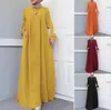 Etnisk kläder Fashion Lose Muslim Robe Jilbab Abaya Långärmad Ramadan Lady Dubai Turkish Islamic Dress Abayas Women