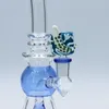 9 inch 14mm Jade Blue Glass Bong Water Pipe smoking pipe hookah with Lizard Bowl