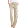 Pantalon femme printemps/été nouveau pantalon femme européenne américaine solide coton chanvre cordon ample décontracté jambe large pantalon femme