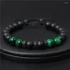 Странд Tiger Eye Stone Beads Bracelet Мужчины регулируемый веревый тканый плетенный браслет для женщин -йога чакра украшения