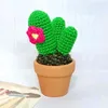 Fleurs décoratives 1 PC Plantes Artificielles De Haute Qualité Bonsaï Simulation Petits Ornements En Pot Cadeaux Tissés À La Main Crochet Cactus Maison Chambre