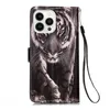 İPhone 15 Pro Max 14 için PU PU Deri Cüzdan Kılıfları Plus 13 12 11 8 7 Samsung A34 5G Moda Dantel Çiçek Kelebek Panda Kaplan Kulesi Hayvan Tutucusu Flip Cover Tepe Kayışı