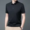 Herrpikétröjor Herr Casual Lapel T-shirt Sommar Tunn Slim Fit Figur Pikétröjor av bra kvalitet Andas Mjuka Business Polos Toppar 230706