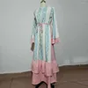 Ropa étnica Moda Pastel Estilo Islámico Abaya Dubai Árabe Musulmán Hijab Vestido Islam Maxi Mujeres Volantes Vestidos Robe F2732