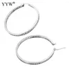 Hoop Earrings YYW Stainless Steel Earring Rhinestone Crystal Circle Silver Color For Women Simple 50mm Big