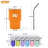 3oz Sublimation Shot Glass Cup 90ML Wine Tumbler Double Wall Stainless Steel Shot Glass Non Vacuum With Lid And Straw 12 colors NEW